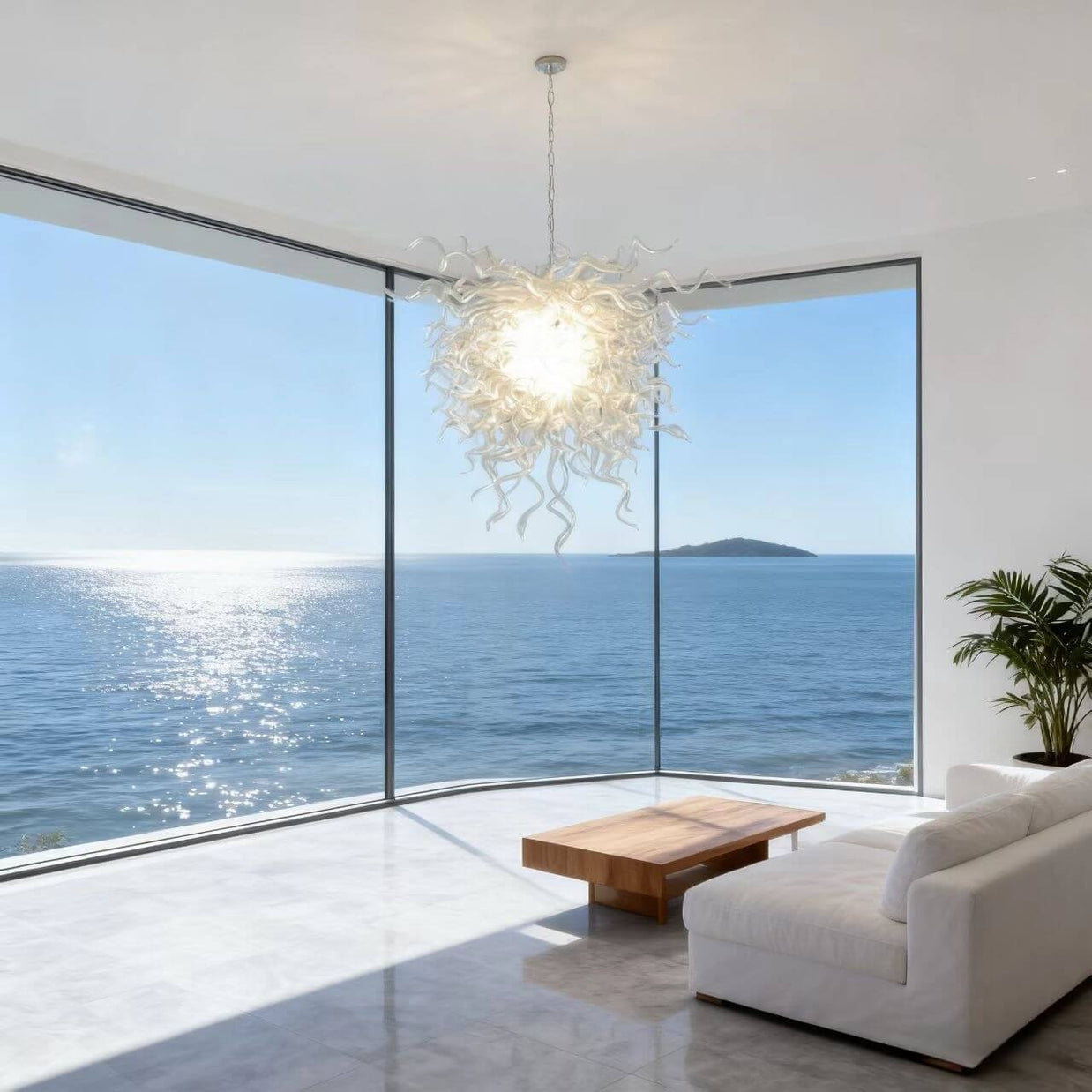 handmade blown glass hotel chandelier