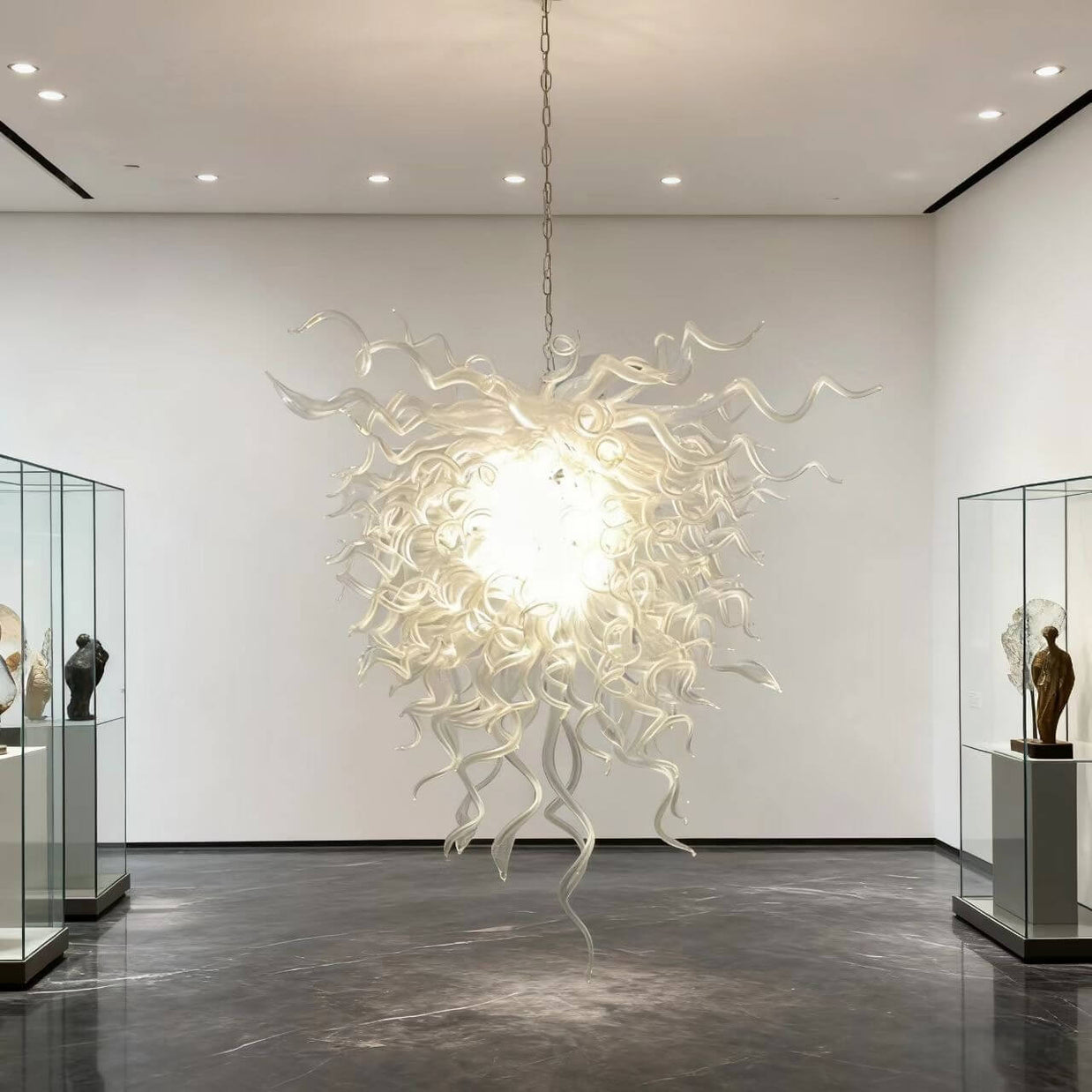 handmade blown glass hotel chandelier