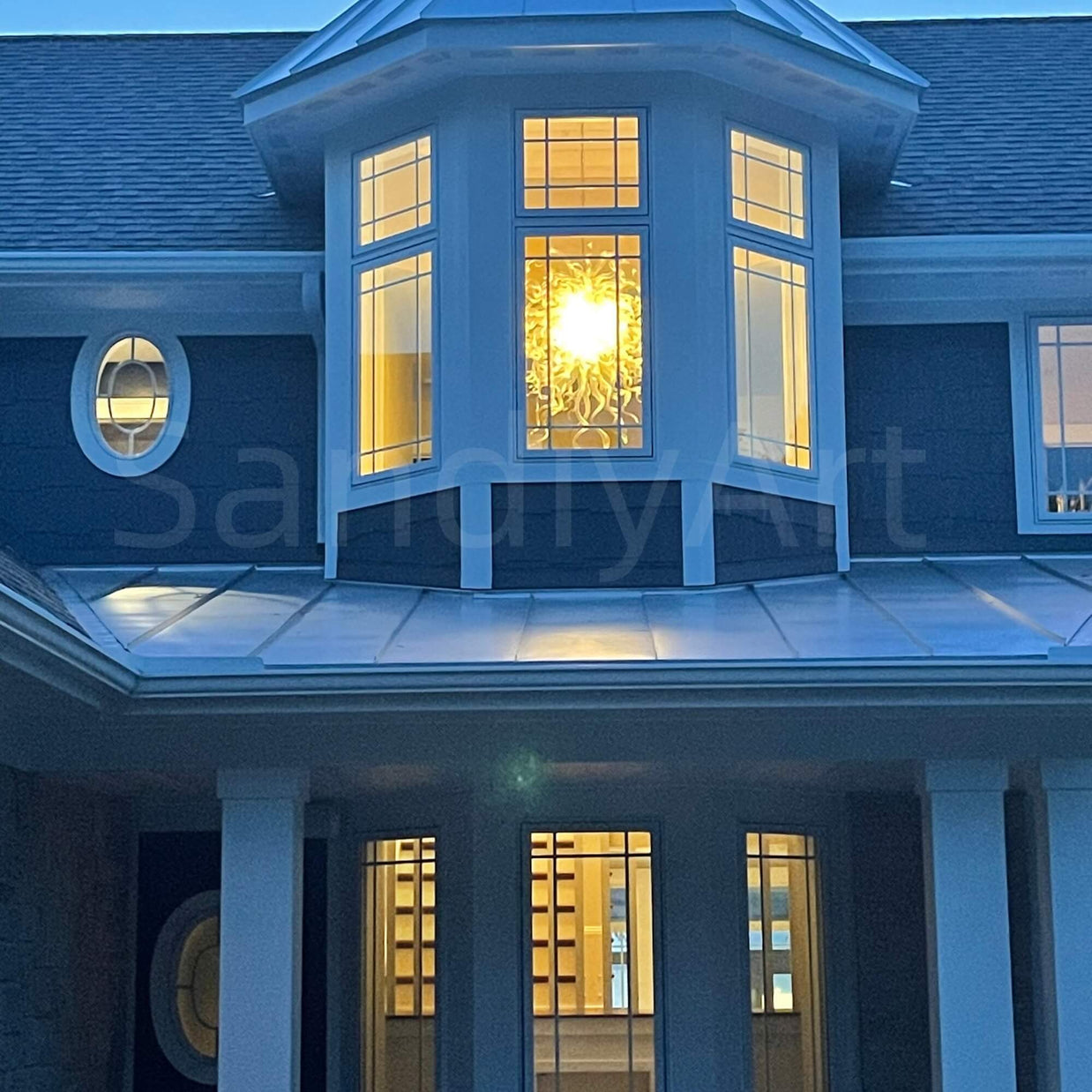 handmade blown glass hotel chandelier