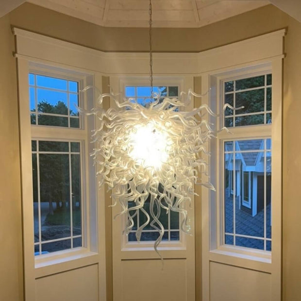 handmade blown glass hotel chandelier