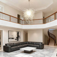 handmade blown glass hotel chandelier