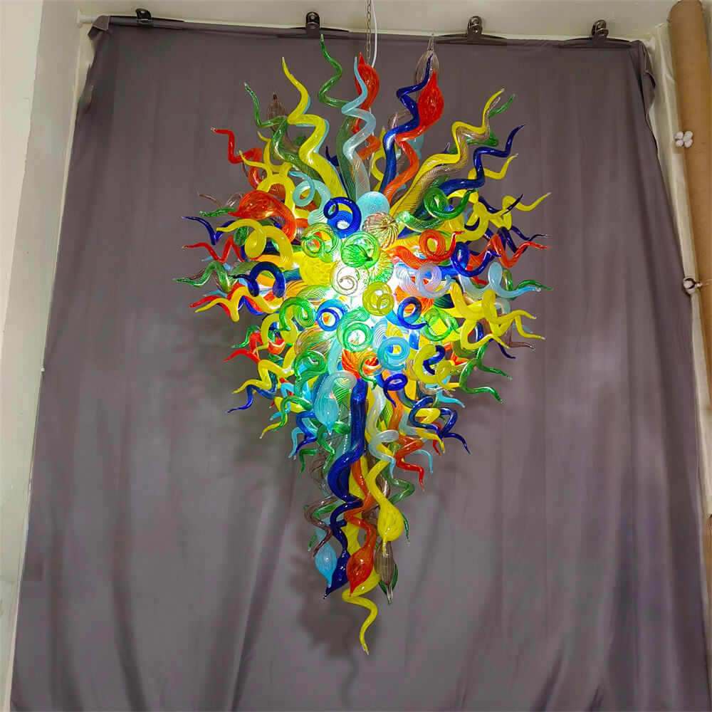Stained glass chandelier custom made chihuly style art lighting