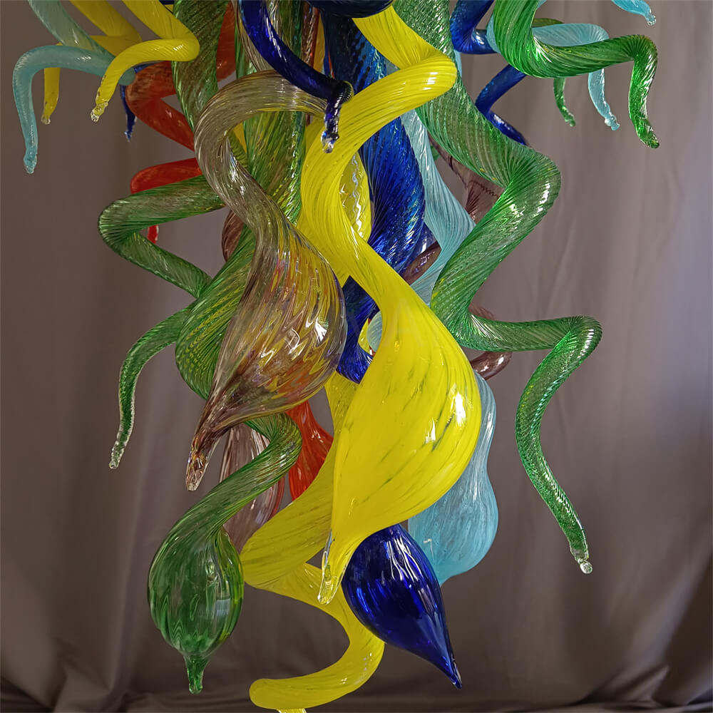 Stained glass chandelier custom made chihuly style art lighting