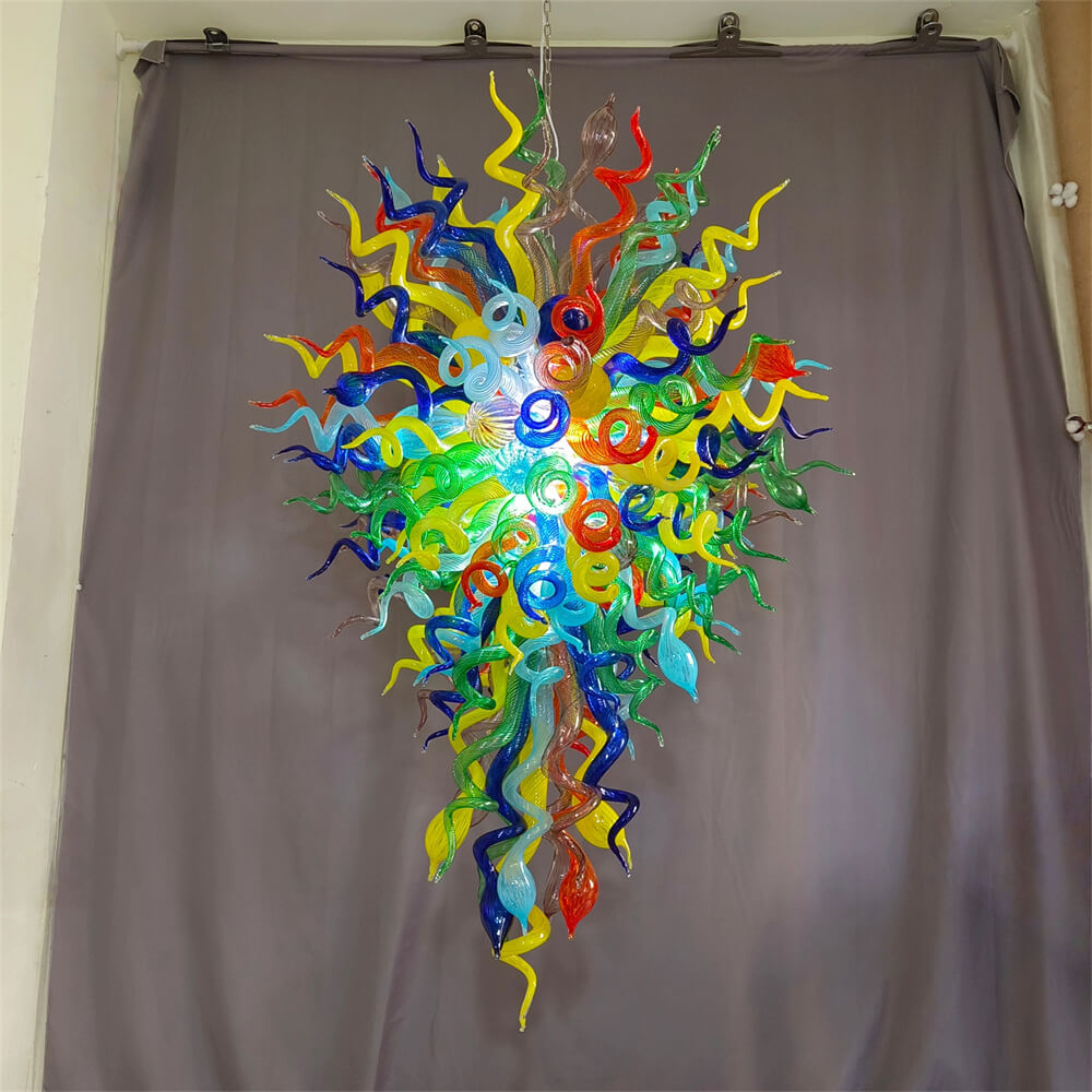 Stained glass chandelier custom made chihuly style art lighting