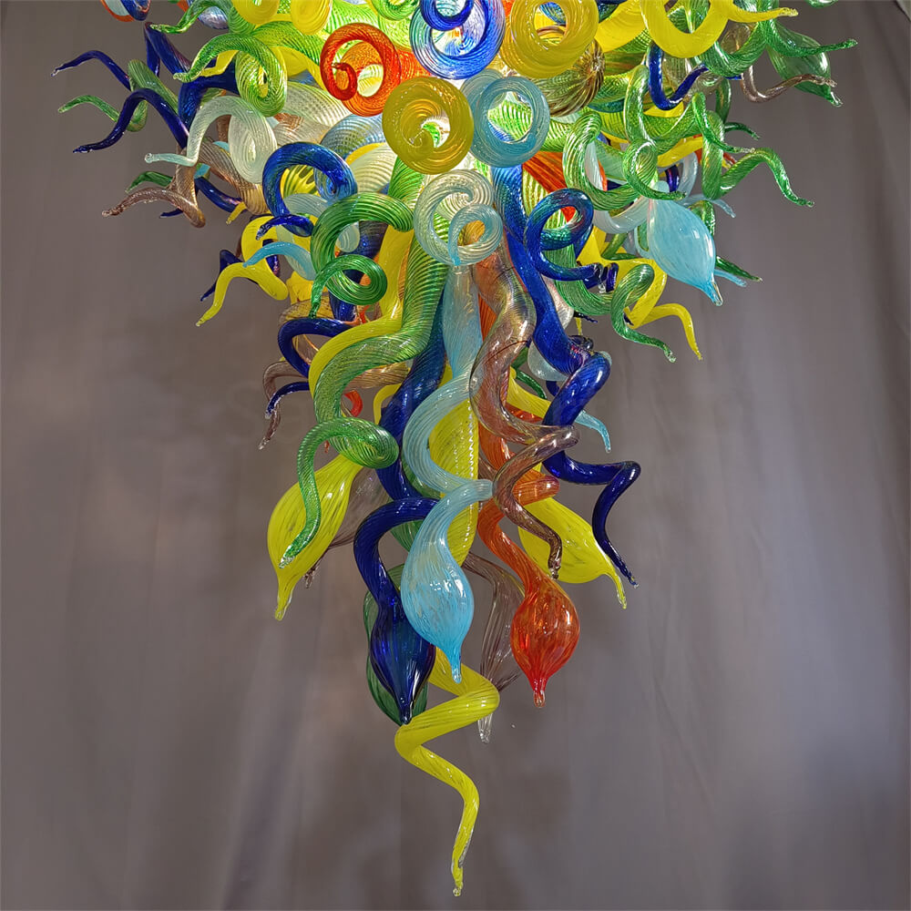 Stained glass chandelier custom made chihuly style art lighting