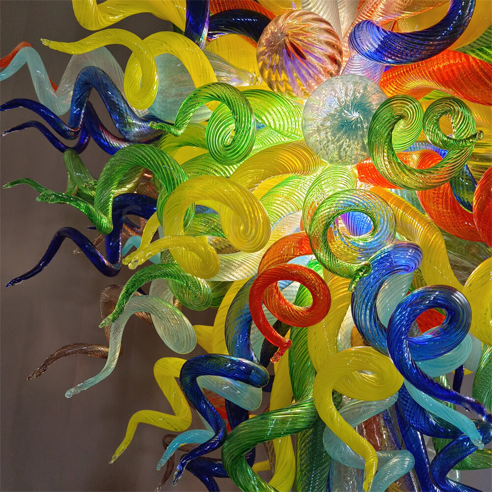 Stained glass chandelier custom made chihuly style art lighting