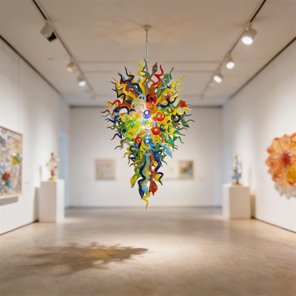 Stained glass chandelier custom made chihuly style art lighting