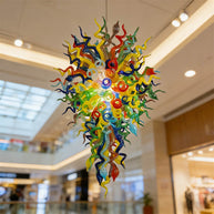 Stained glass chandelier custom made chihuly style art lighting