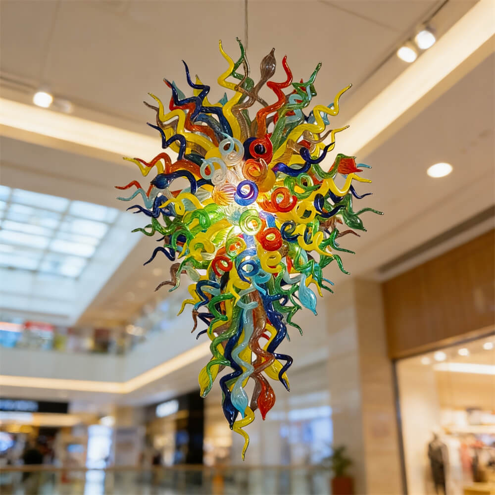 Stained glass chandelier custom made chihuly style art lighting