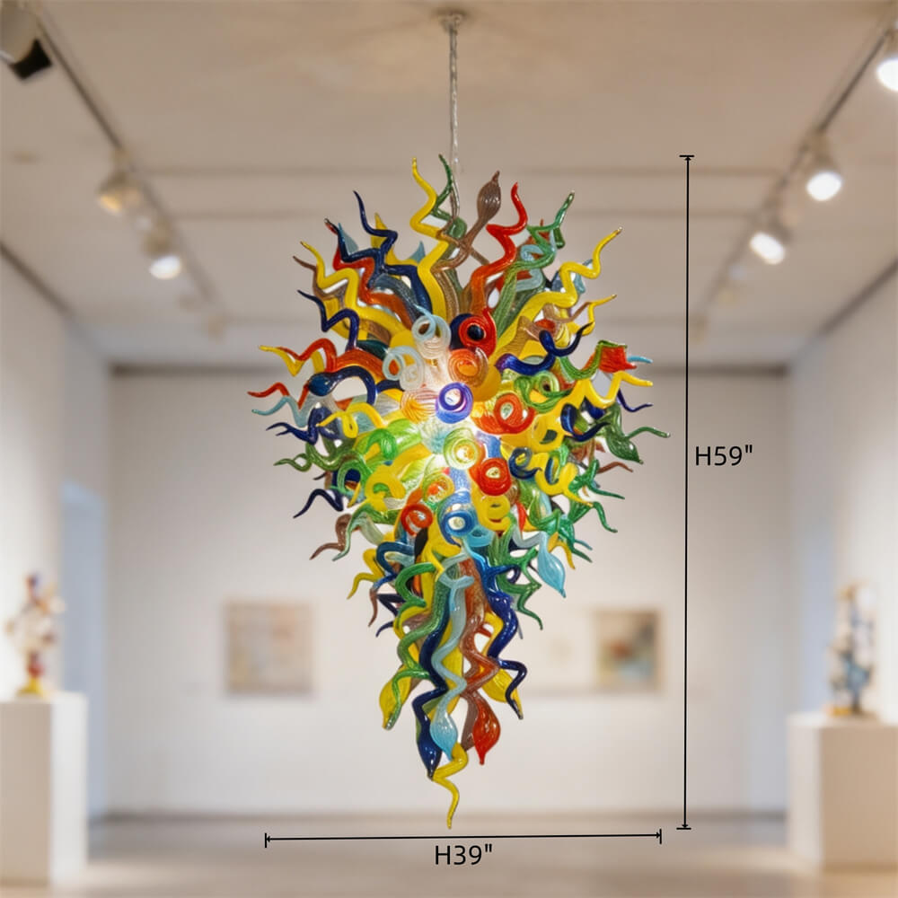 Stained glass chandelier custom made chihuly style art lighting