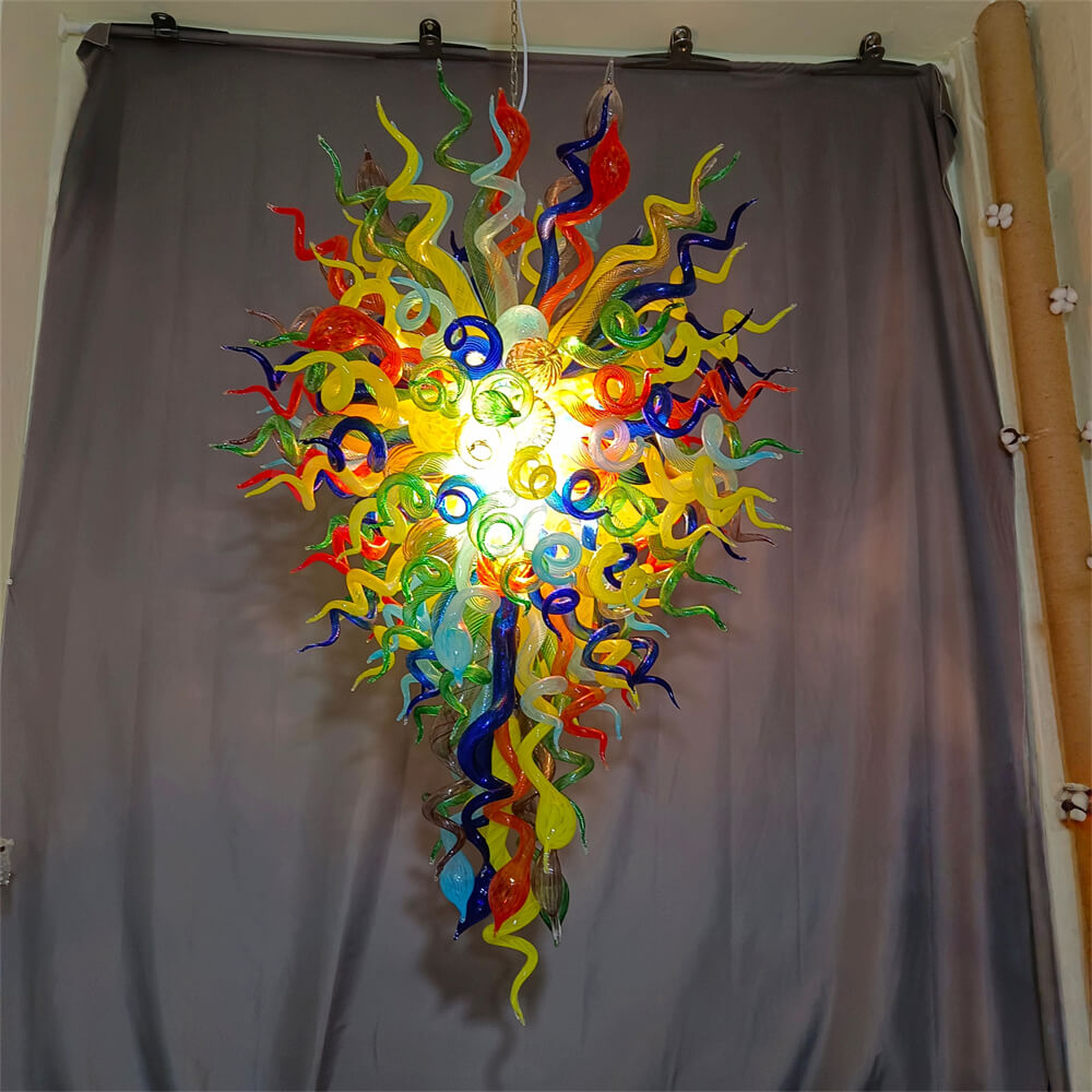 Stained glass chandelier custom made chihuly style art lighting