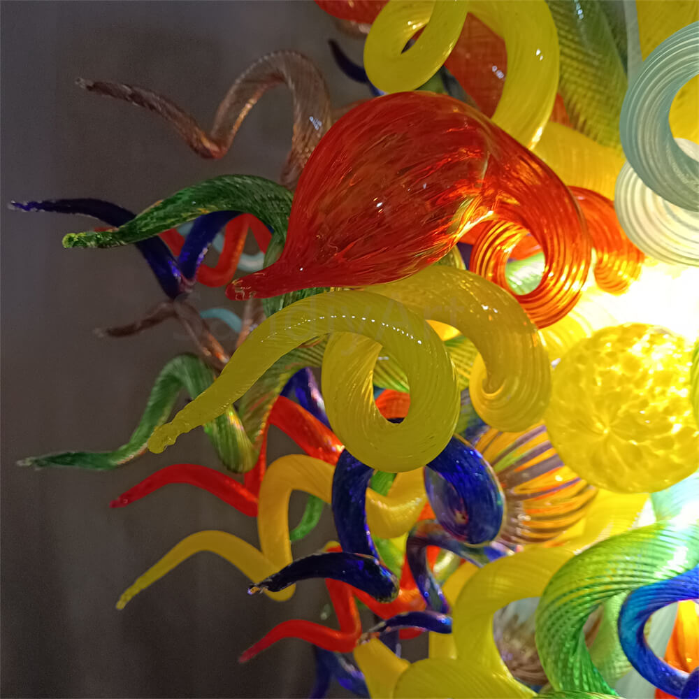 Stained glass chandelier custom made chihuly style art lighting