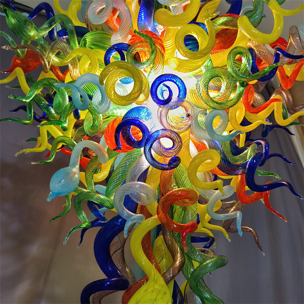 Stained glass chandelier custom made chihuly style art lighting