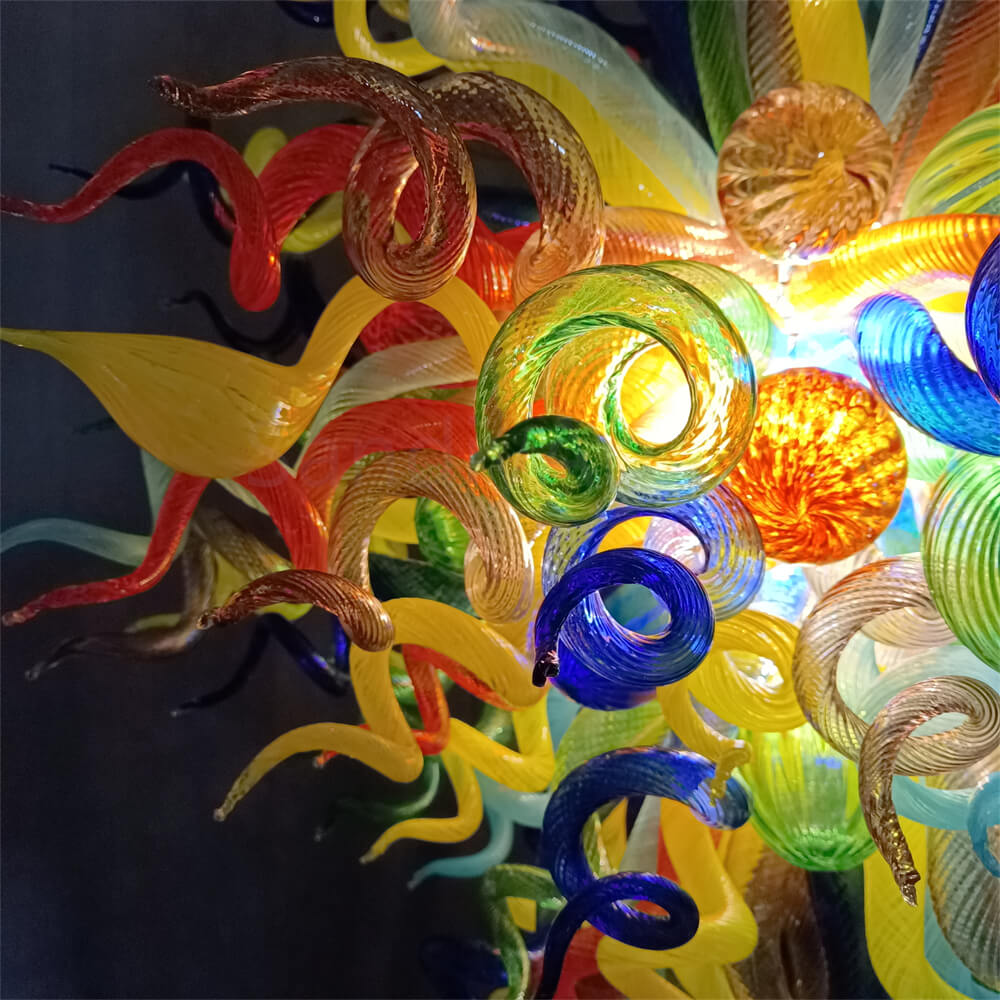 Stained glass chandelier custom made chihuly style art lighting
