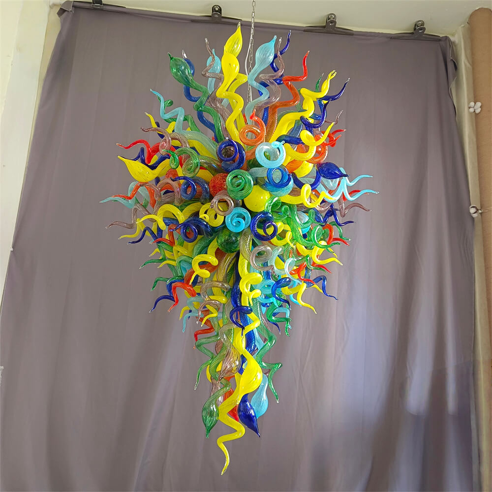 Stained glass chandelier custom made chihuly style art lighting