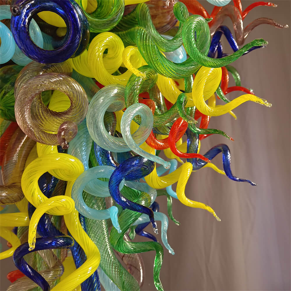 Stained glass chandelier custom made chihuly style art lighting