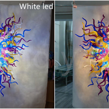 Multicolor hand made staircase blown glass chandelier lighting