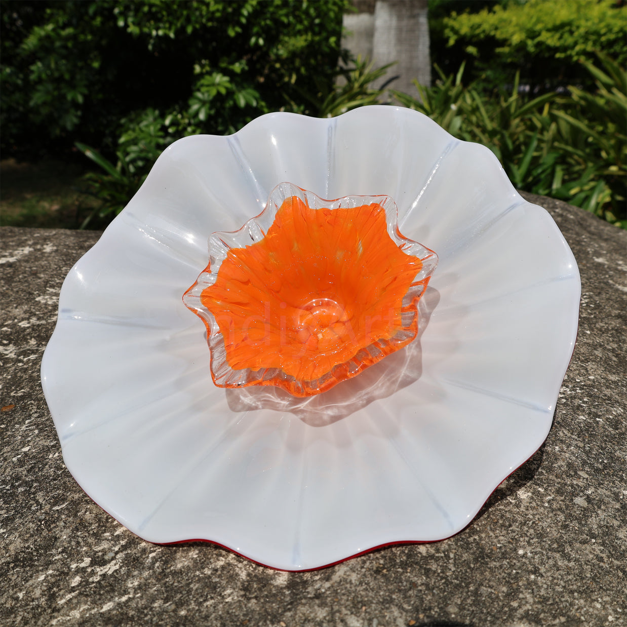 White color hand made DIY blown glass flowers festival holiday decoration and gift