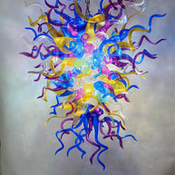 Multicolor hand made staircase blown glass chandelier lighting