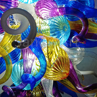 Multicolor hand made staircase blown glass chandelier lighting