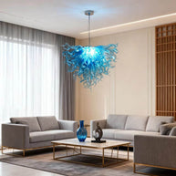 Ocean blue blown glass chandelier