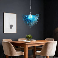 Ocean blue blown glass chandelier