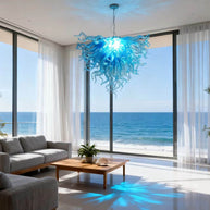 Ocean blue blown glass chandelier