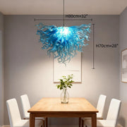 Ocean blue blown glass chandelier