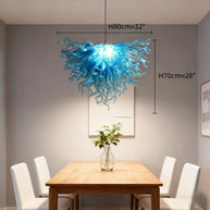 Ocean blue blown glass chandelier