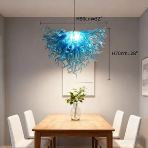 Ocean blue blown glass chandelier