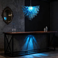 Ocean blue blown glass chandelier