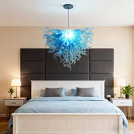 Ocean blue blown glass chandelier