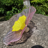 Specail design hand made blown glass pink plates wall art decoration indoor design