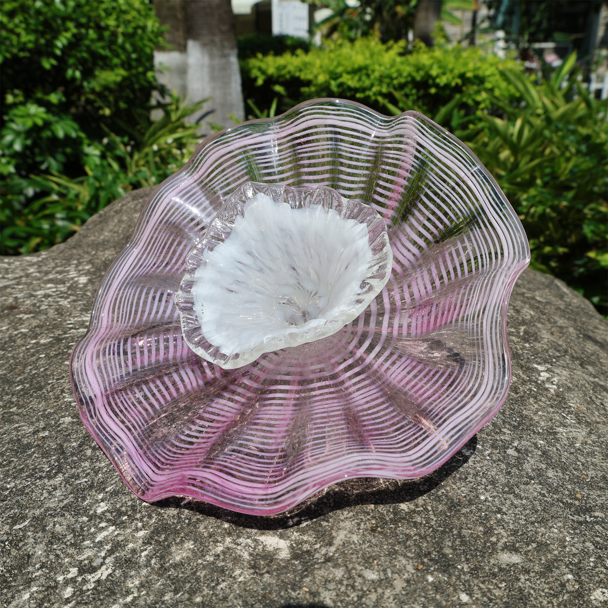 Specail design hand made blown glass pink plates wall art decoration indoor design