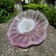 Specail design hand made blown glass pink plates wall art decoration indoor design