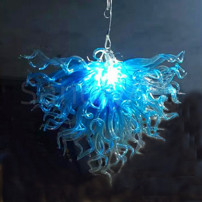 Hand made blue blown glass chandelier modern design dining room decoration