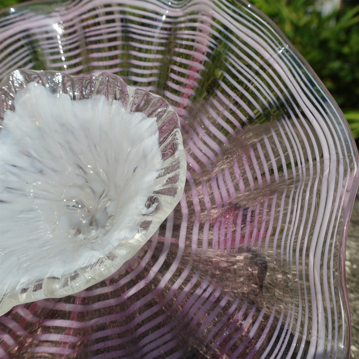 Specail design hand made blown glass pink plates wall art decoration indoor design