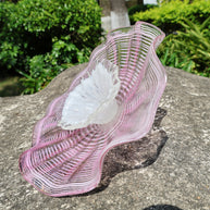 Specail design hand made blown glass pink plates wall art decoration indoor design
