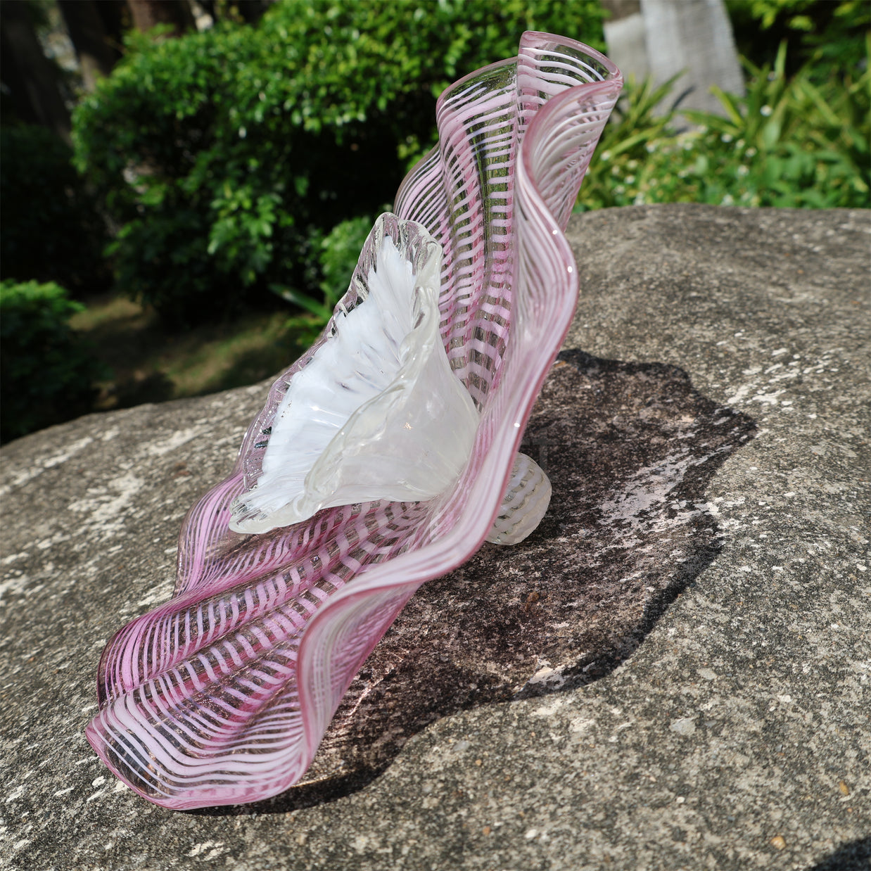 Specail design hand made blown glass pink plates wall art decoration indoor design