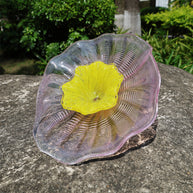 Specail design hand made blown glass pink plates wall art decoration indoor design