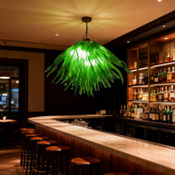 Green glass grass chandelier