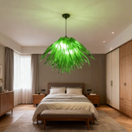 Green glass grass chandelier