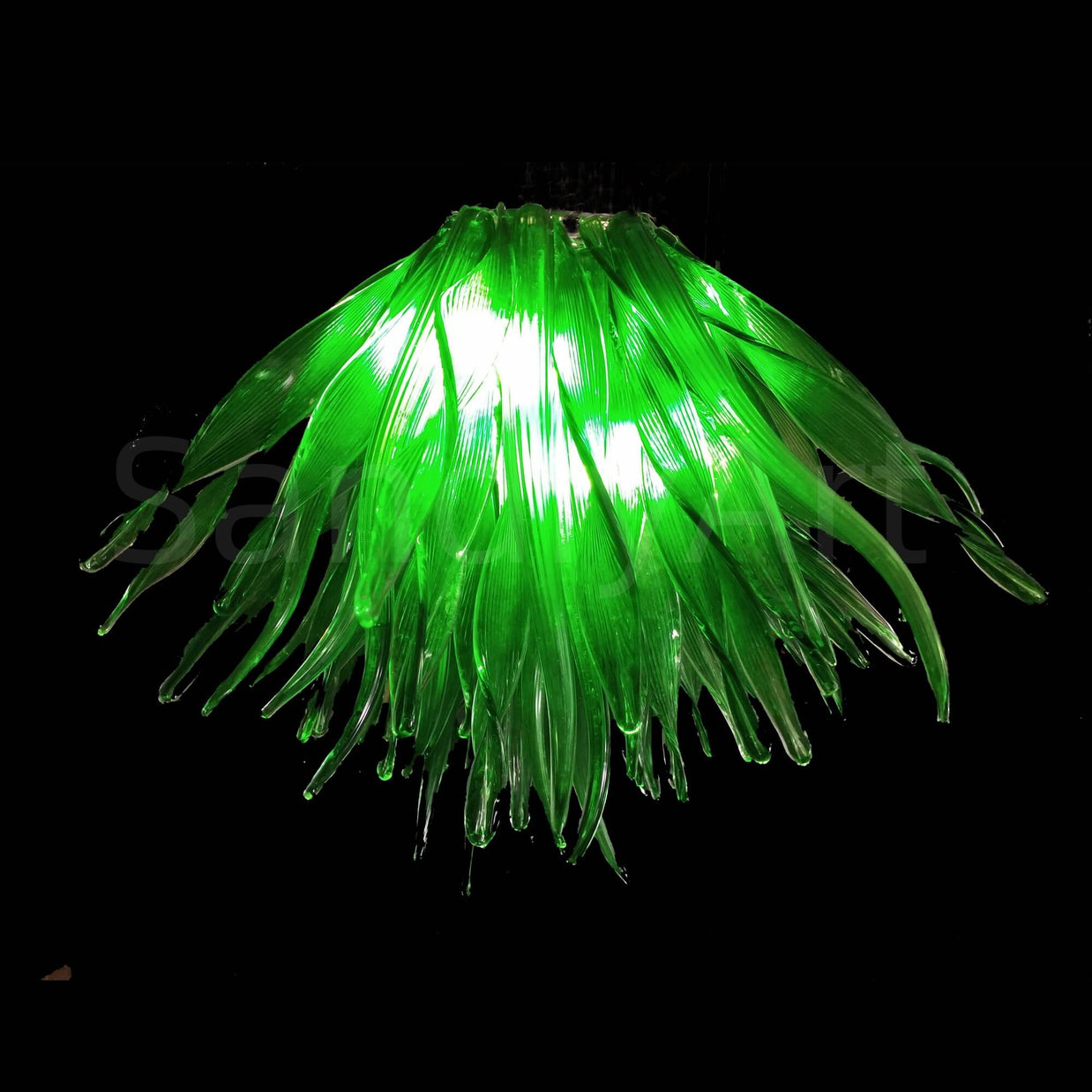 Green glass grass chandelier