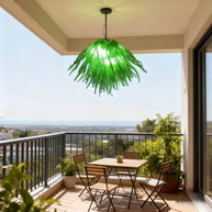Green glass grass chandelier
