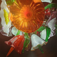 Hand made blown glass flower petal chandelier dining room decoration