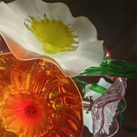 Hand made blown glass flower petal chandelier dining room decoration