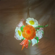 Hand made blown glass flower petal chandelier dining room decoration
