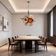 Hand made blown glass flower petal chandelier dining room decoration