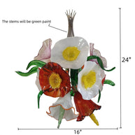 Hand made blown glass flower petal chandelier dining room decoration