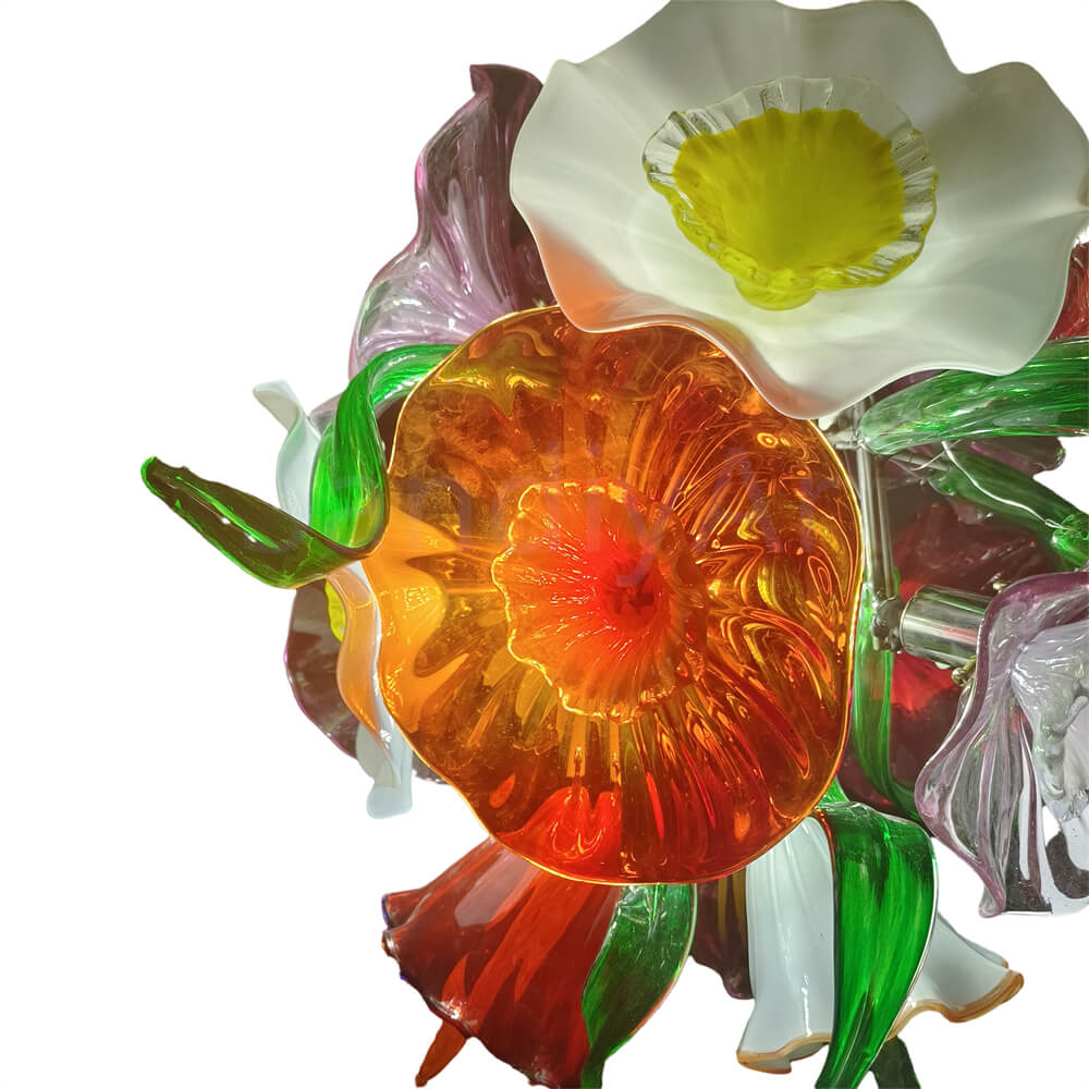 Hand made blown glass flower petal chandelier dining room decoration